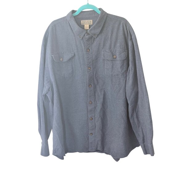Duluth Trading Co Flannel Button Down Shirt Mens 3XL Slate Blue Cotton Outdoor - Picture 2 of 9